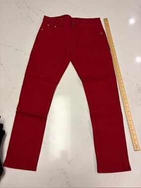 A-013 Slim Straight Red Men's Jeans - Modern Everyday Style
